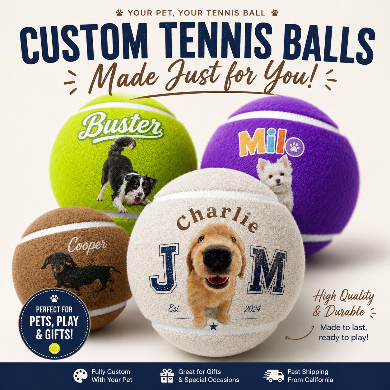 Custom Name Tennis Ball Unique Tennis Gift for Players, Coaches, Pet Lovers & Birthdays